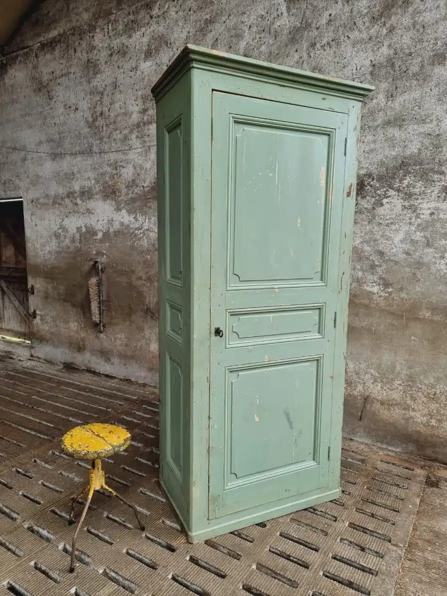 Antique cabinet XXL pastel mint green linen cabinet