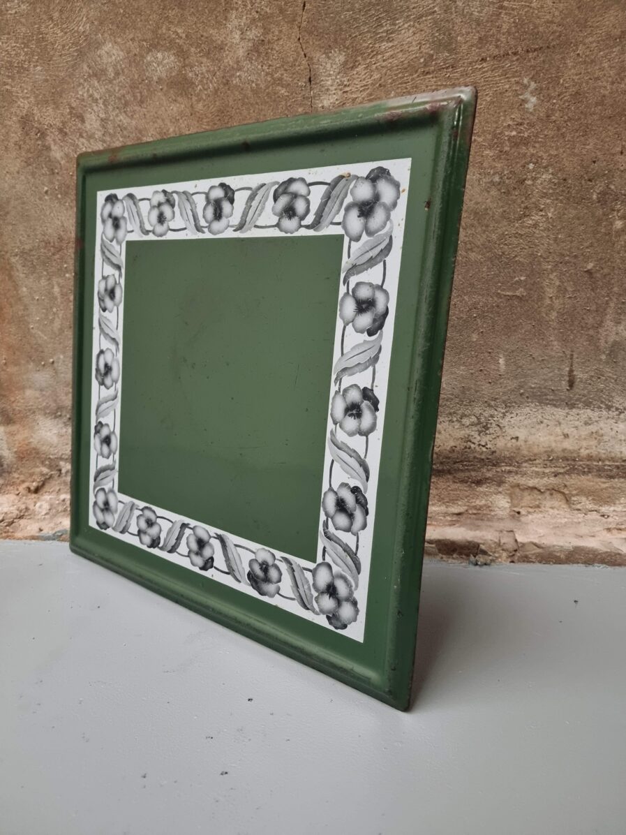 Antique enamel sign wall plate forest green 50 x 50 cm