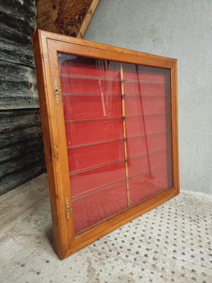 Old hanging display cabinet, oak jewelry cabinet 120 x 120 cm